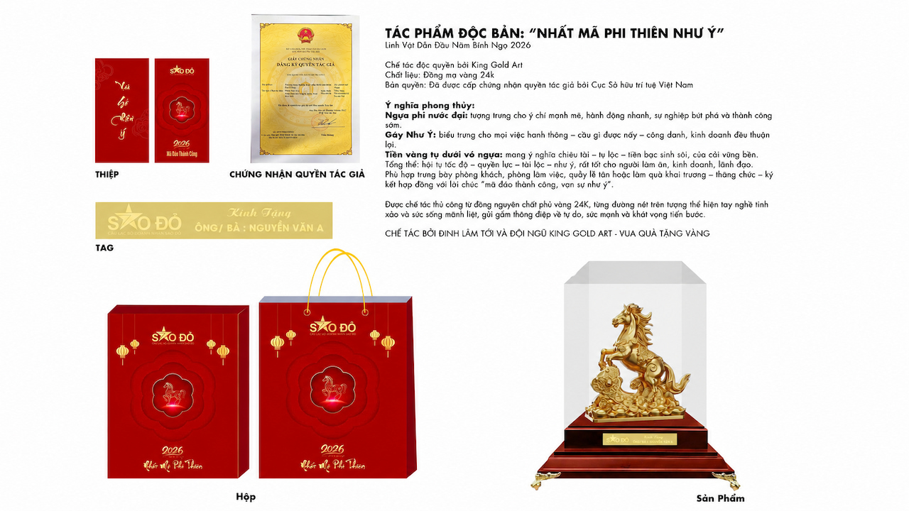 Tượng ngựa mạ vàng cá nhân hóa làm quà tặng doanh nghiệp