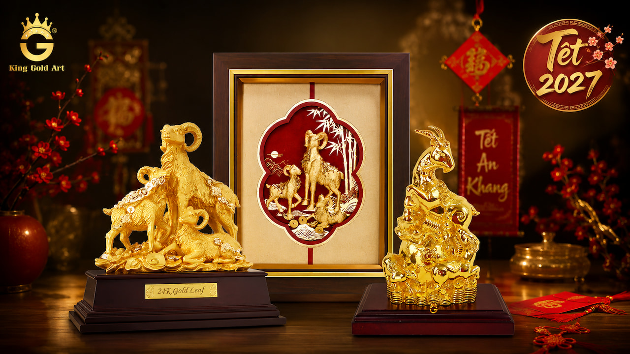 Các biểu tượng quà Tết Đinh Mùi 2027 gồm tượng Dê và Tam Dương Khai Thái