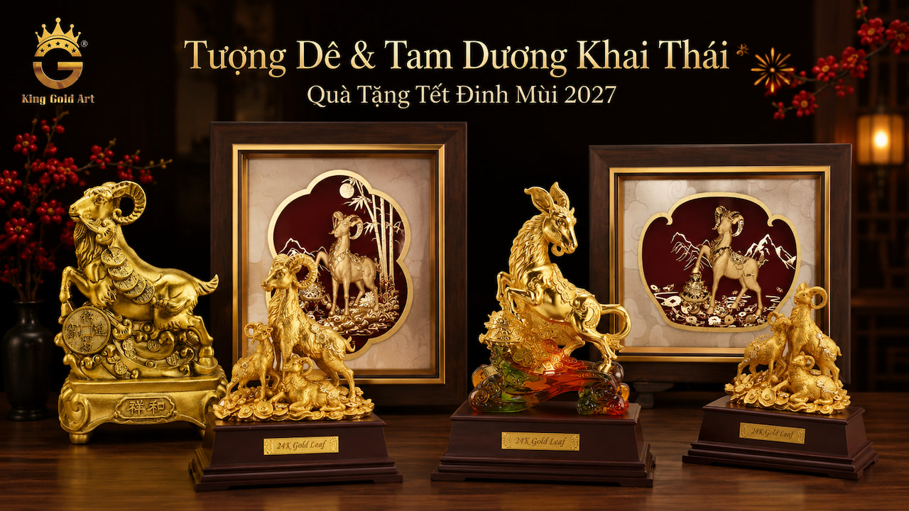 Tượng Dê và Tam Dương Khai Thái làm quà tặng Tết