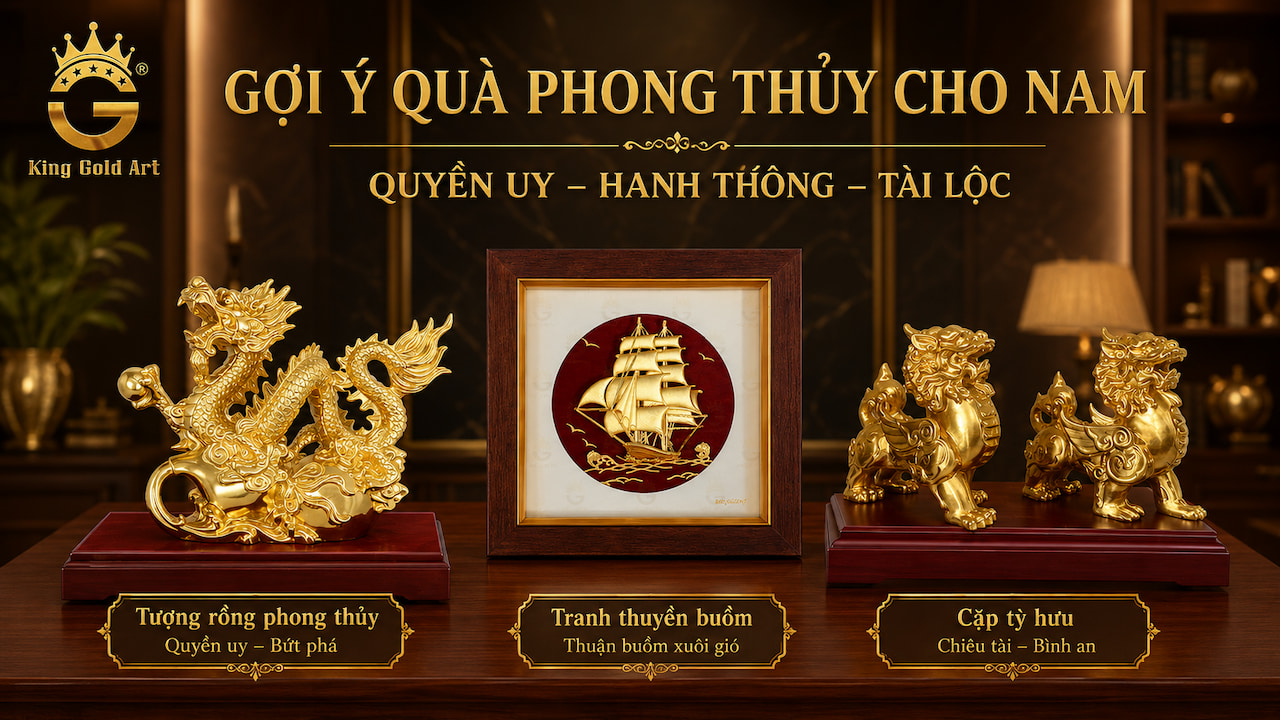 Quà mạ vàng cho nam trưng bày tại văn phòng phòng khách và sự kiện 