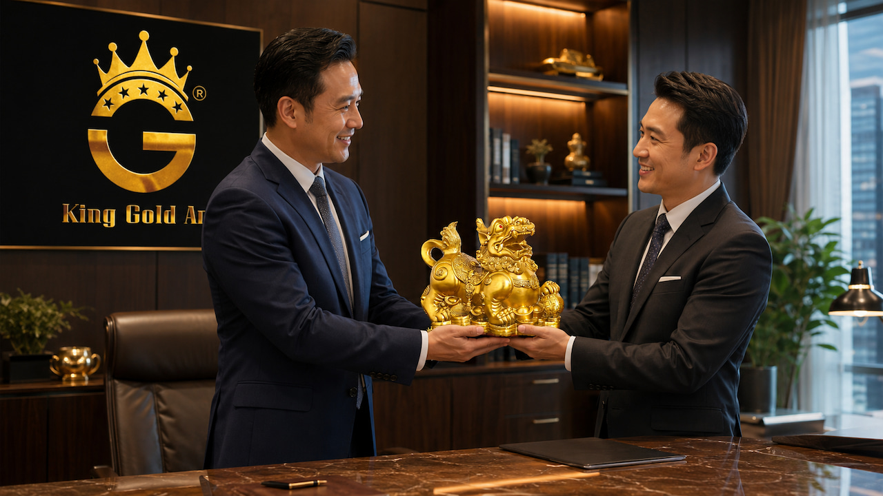 Tượng Tỳ Hưu vàng làm quà khai trương tân gia và tặng đối tác
