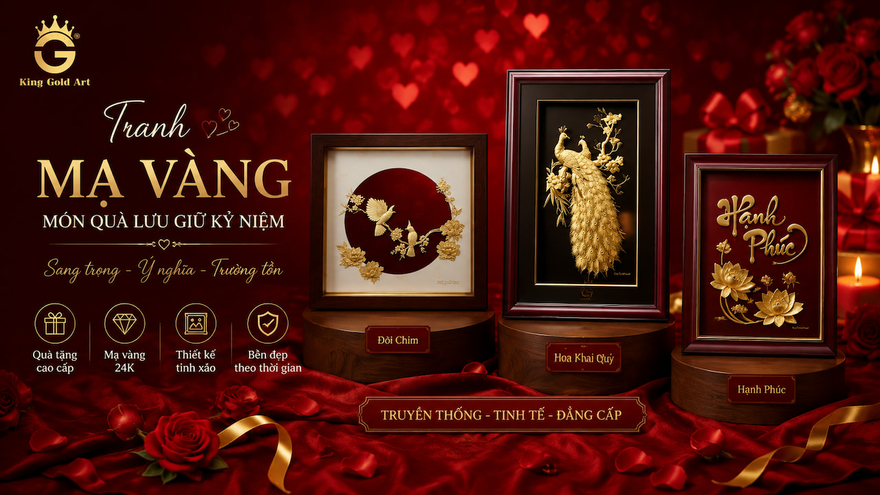 Tranh mạ vàng làm quà tặng Valentine sang trọng