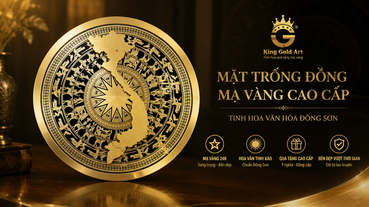 Hoàn thiện bề mặt trống đồng mạ vàng 24K