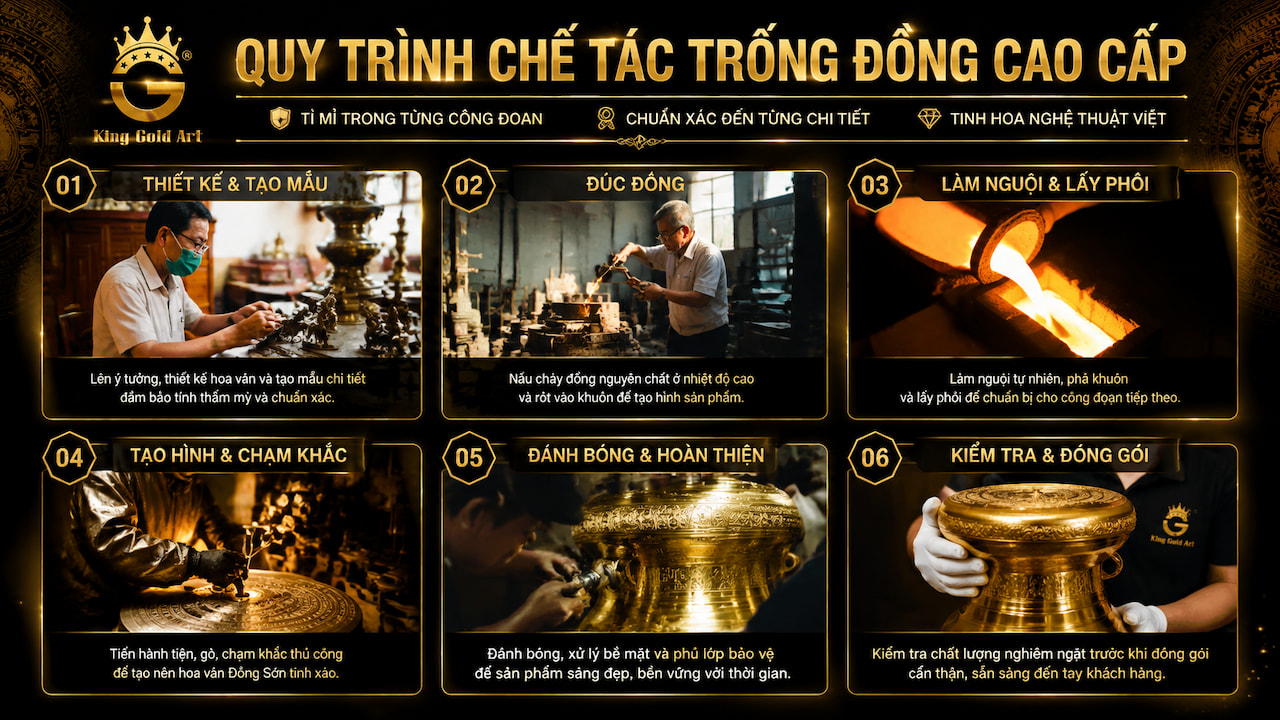 Quy trình chế tác trống đồng cao cấp tại King Gold Art