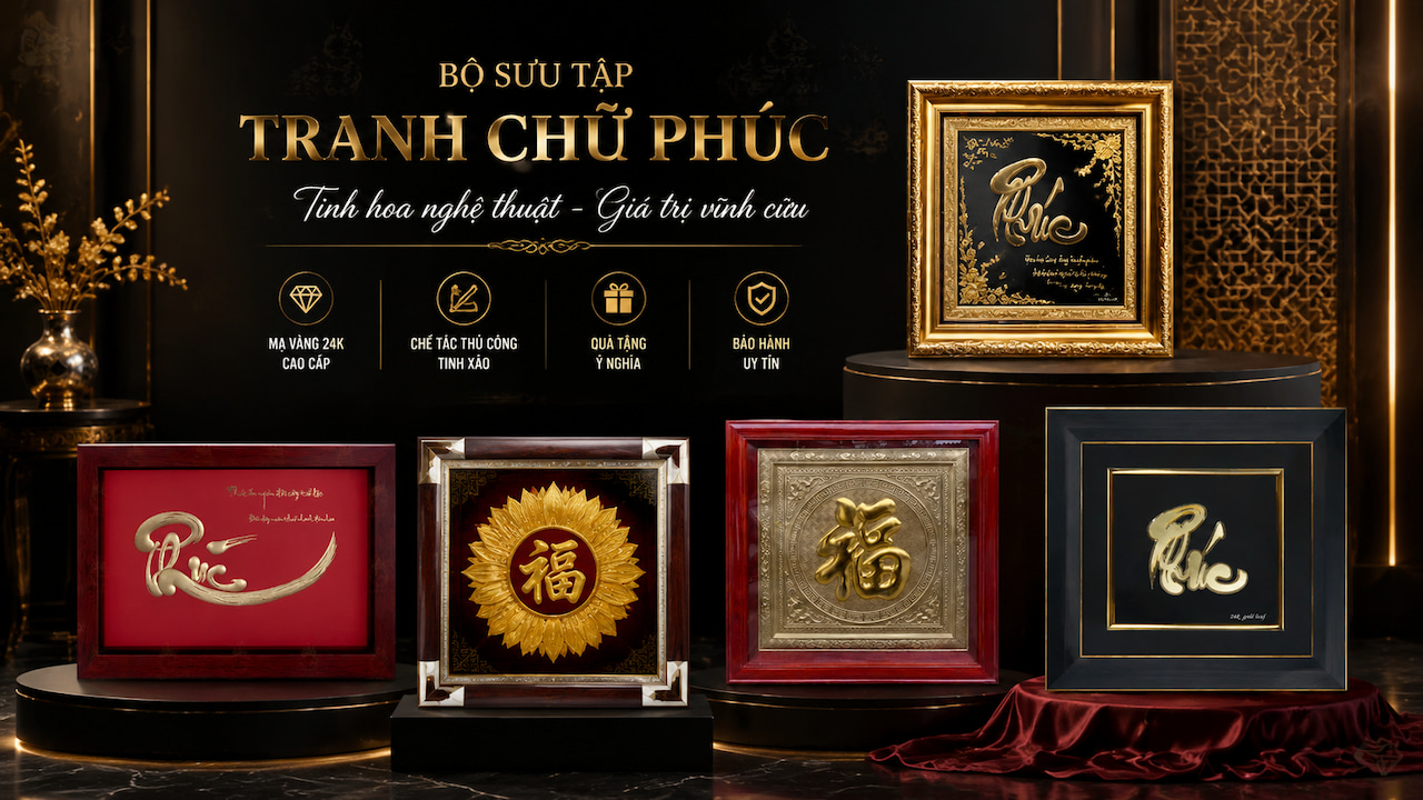 Các mẫu tranh chữ Phúc mạ vàng cao cấp được yêu thích