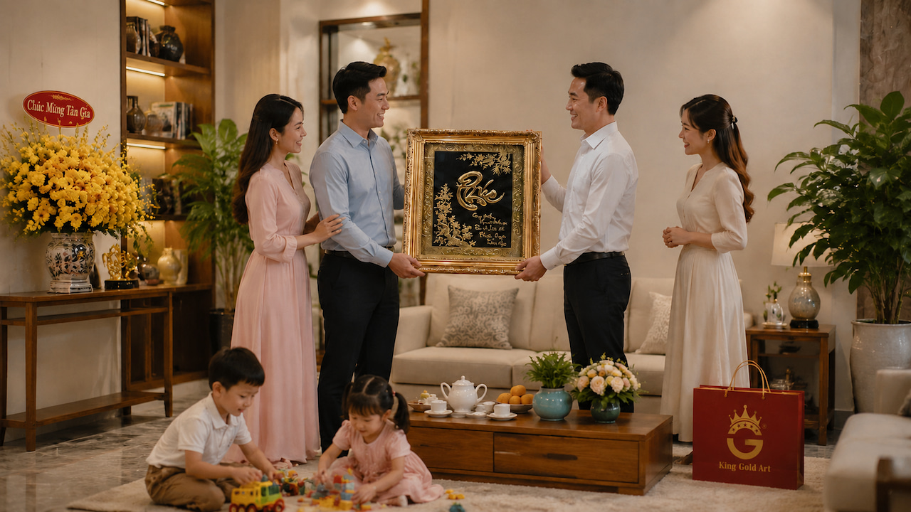 Tranh chữ Phúc mạ vàng làm quà tặng cao cấp