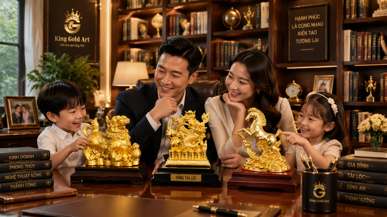 Tượng phong thủy mạ vàng làm quà tặng chồng