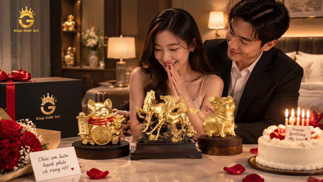 tượng mạ vàng làm quà sinh nhật bạn gái cao cấp