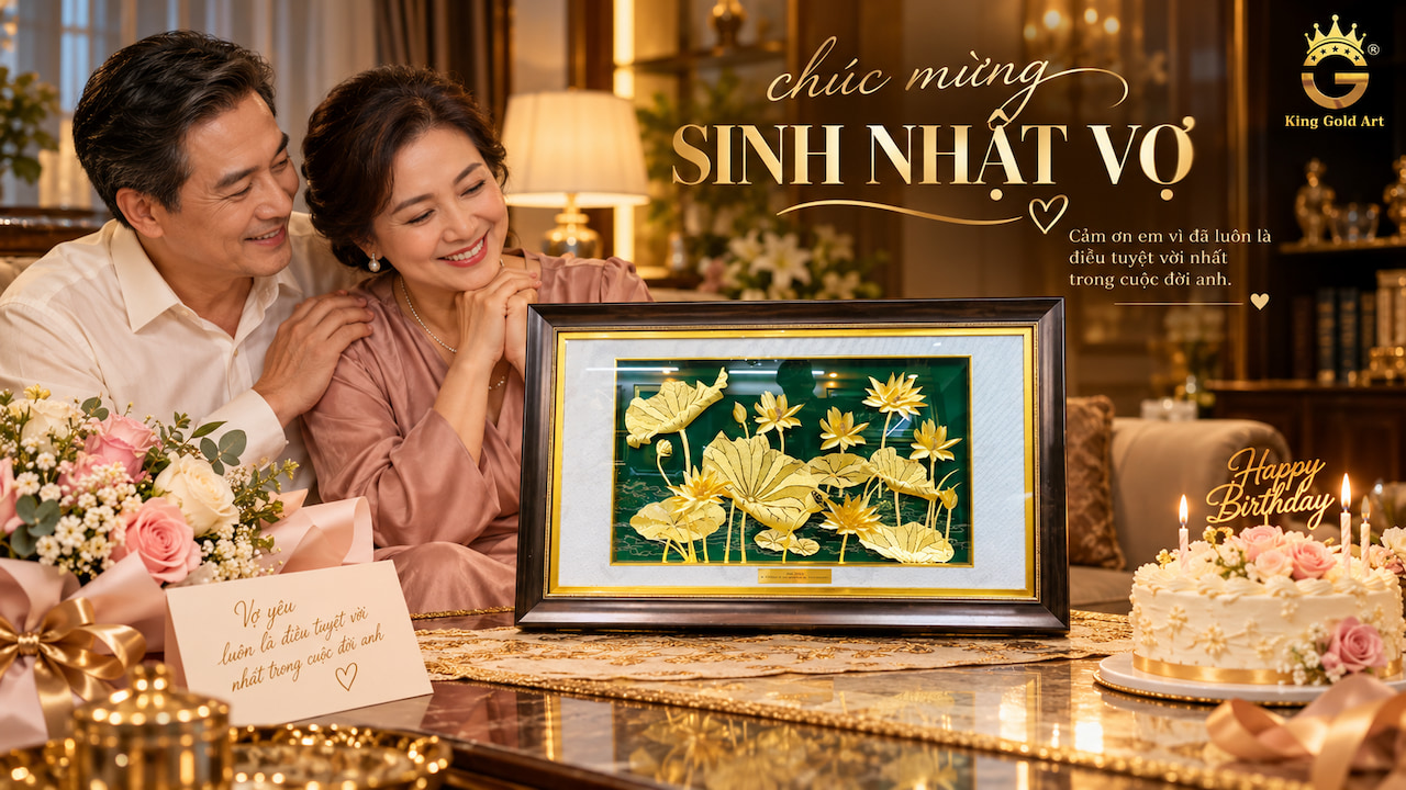 Tranh mạ vàng nghệ thuật trang trí không gian sống tặng vợ