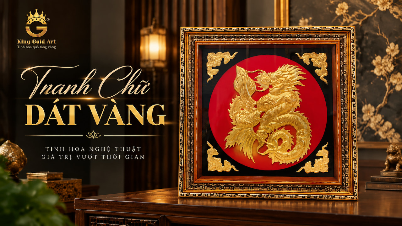 chế tác tranh chữ dát vàng