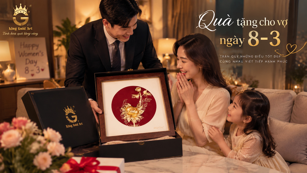Tranh hoa mạ vàng làm quà tặng vợ ngày 8/3