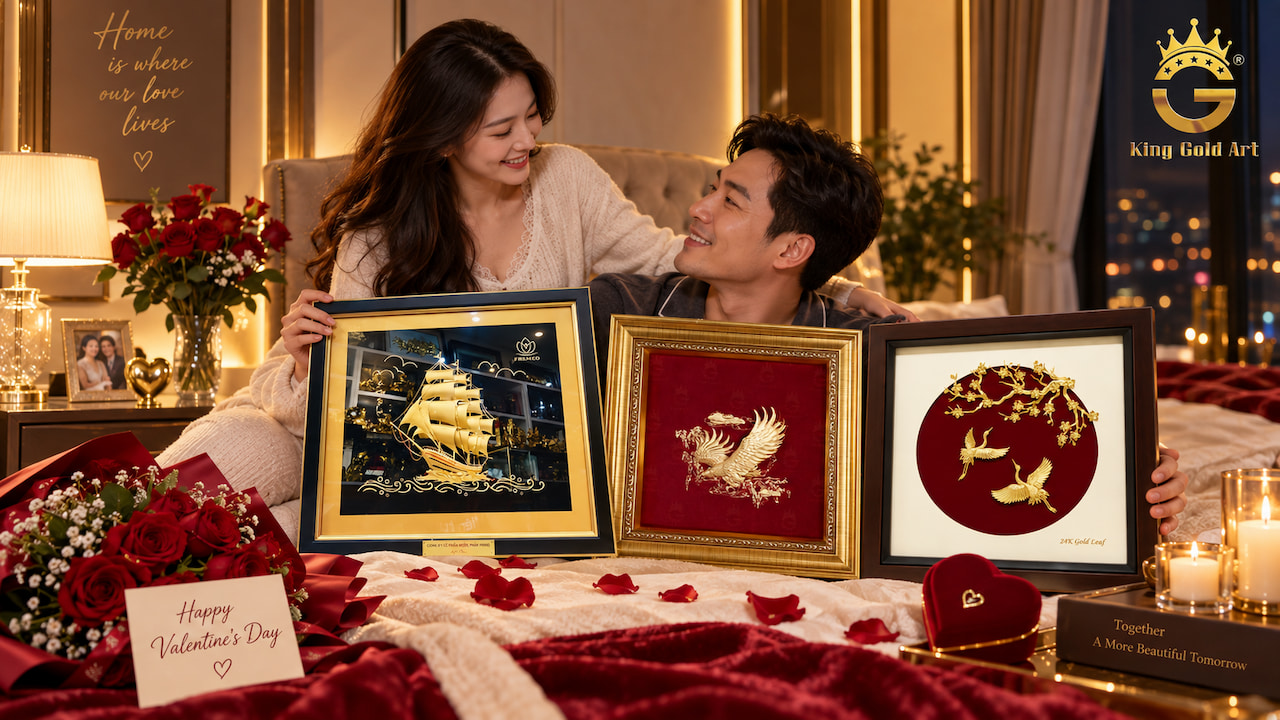 Tranh mạ vàng tặng chồng ngày Valentine