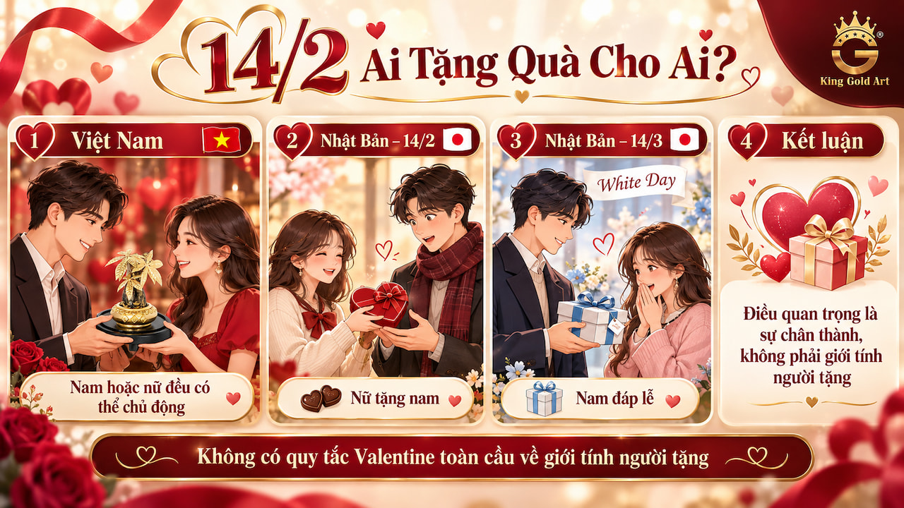 Infographic 14/2 ai tặng quà cho ai tại Việt Nam và Nhật Bản