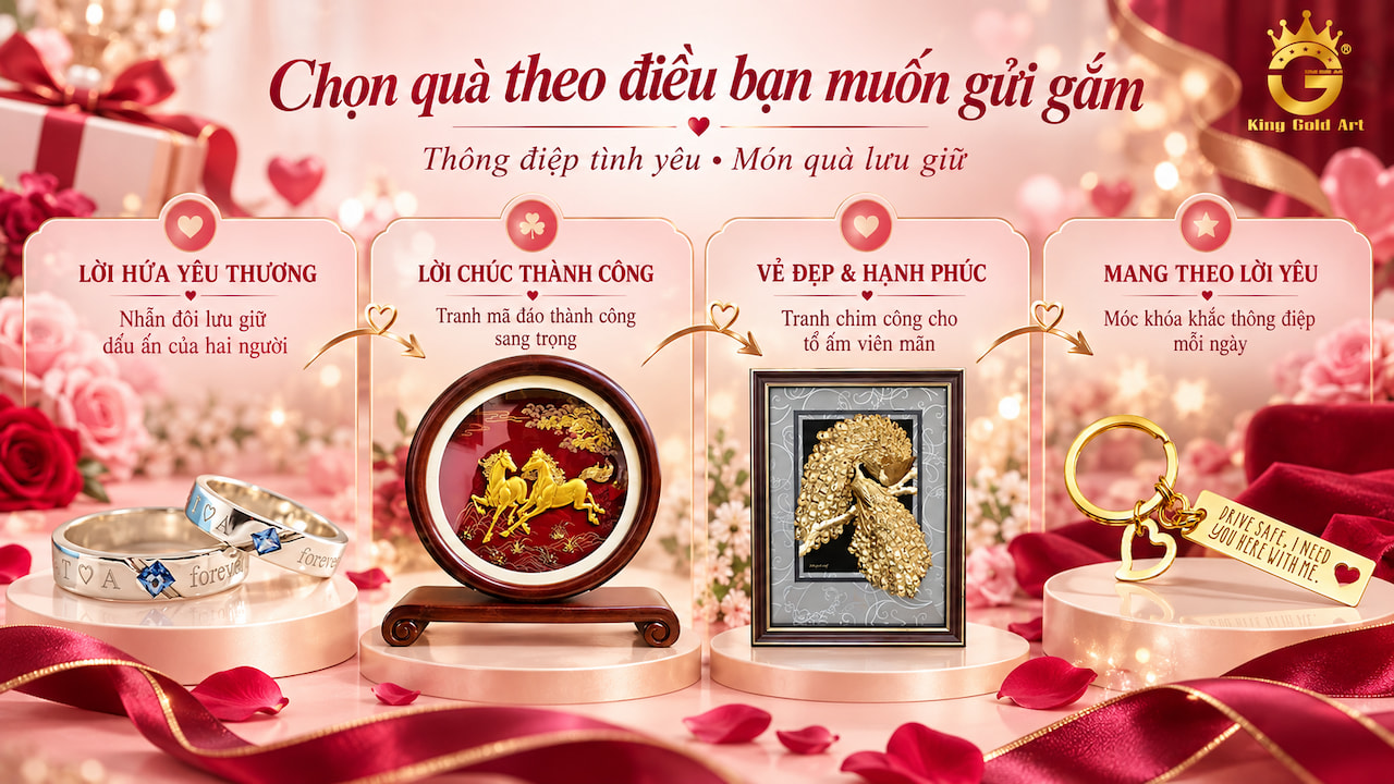 Quà tặng Valentine King Gold Art theo thông điệp tình yêu và kỷ niệm