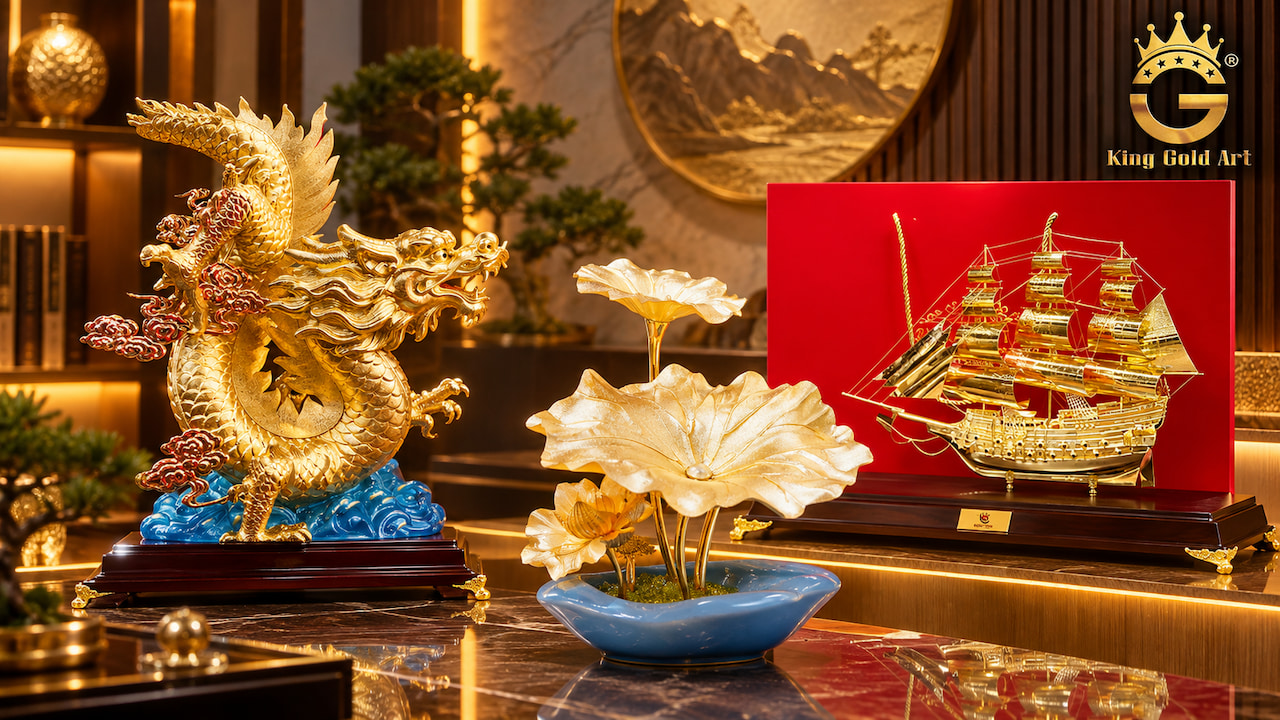 Các mẫu quà tặng mạ vàng cao cấp King Gold Art dành cho sếp, đối tác và khách hàng tại Hà Nội