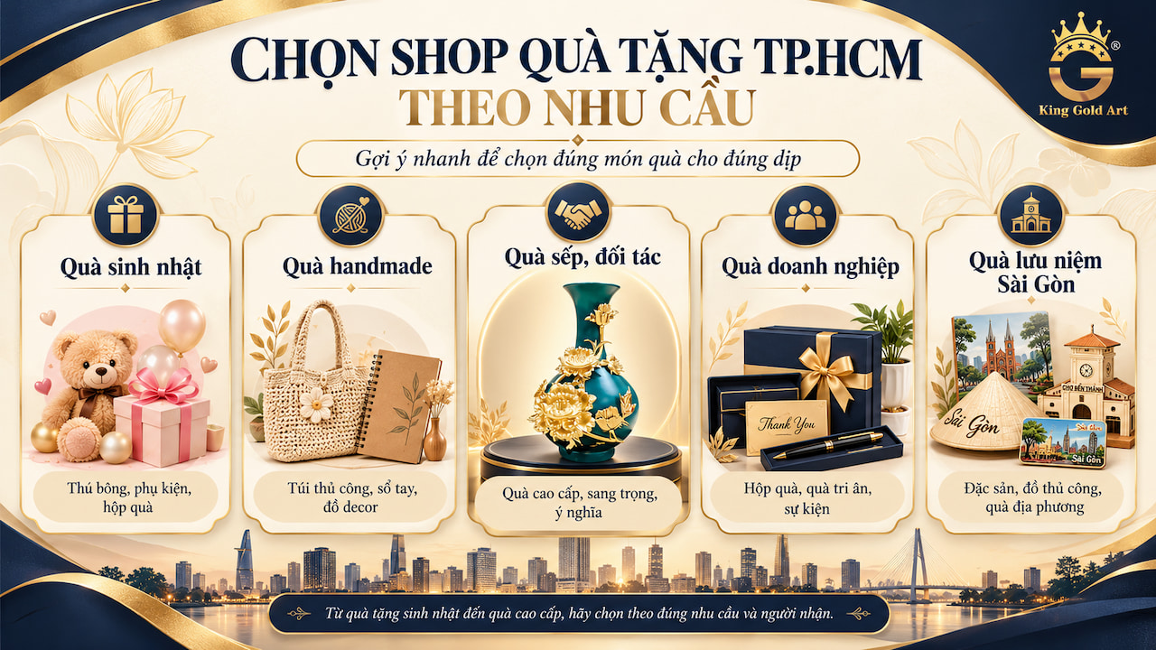 gợi ý chọn shop quà tặng TP.HCM theo nhu cầu sinh nhật, handmade, quà cao cấp và quà lưu niệm