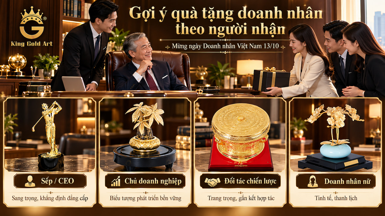 Gợi ý chọn quà tặng doanh nhân 13/10 cho sếp, CEO, chủ doanh nghiệp, đối tác chiến lược và doanh nhân nữ tại King Gold Art