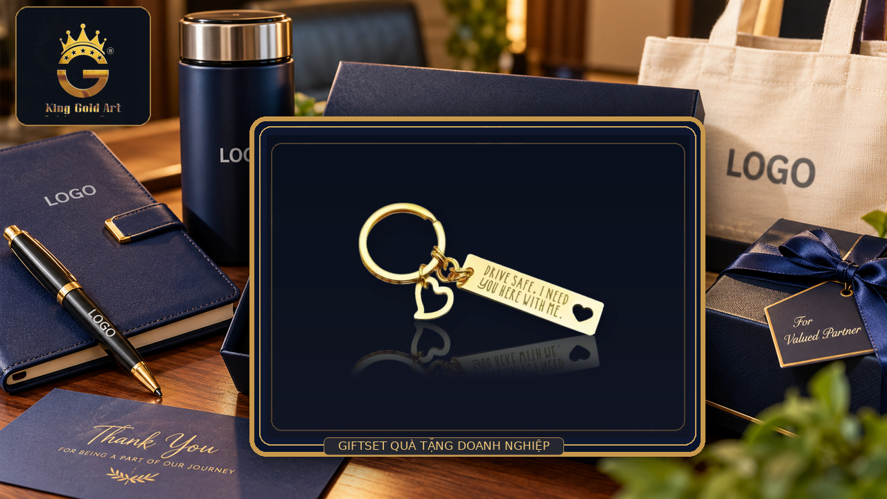 Giftset quà tặng doanh nghiệp in logo gồm sổ da, bút ký, bình giữ nhiệt, quà công nghệ và balo laptop
