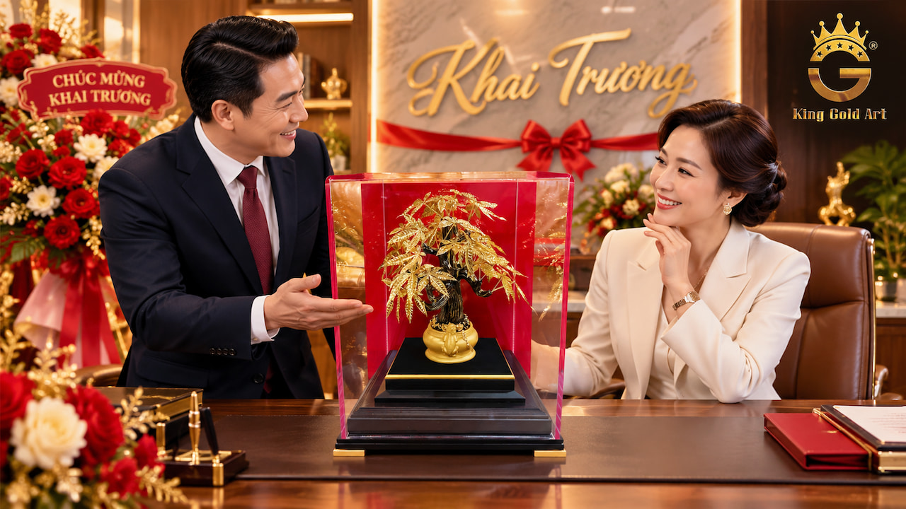 Cây kim ngân dát vàng King Gold Art làm quà tặng khai trương