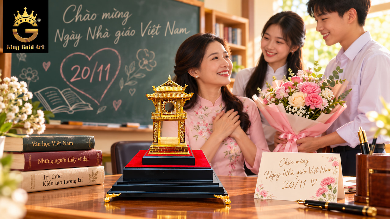 Biểu tượng Khuê Văn Các mạ vàng làm quà tặng thầy cô 20/11